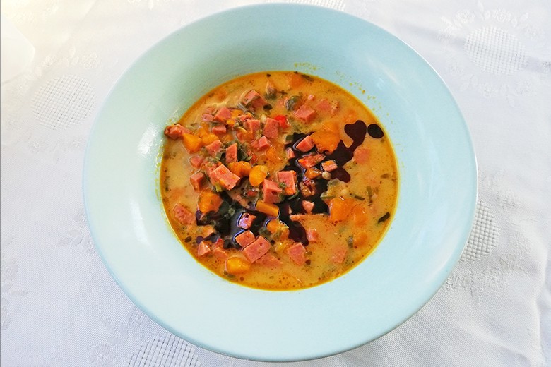 Kürbisgemüse mit Chilileberkäse