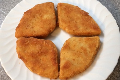 Zellerschnitzel gebacken