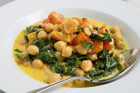 Kichererbsenpfanne mit Spinat