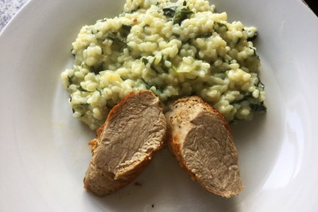 Bärlauchrisotto mit Schweinefilet