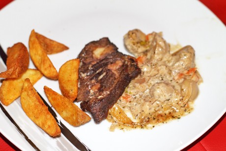 Rostbraten mit Champignon-Mascarpone-Sauce