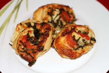 Lachsschnecken mit Rucola