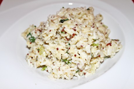 Kabeljau-Risotto mit Bärlauch und Ziegenfrischkäse