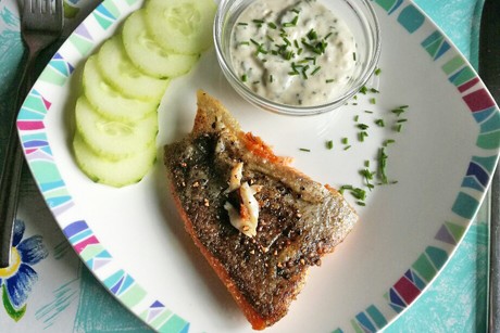 Gebratenes Lachsfilet