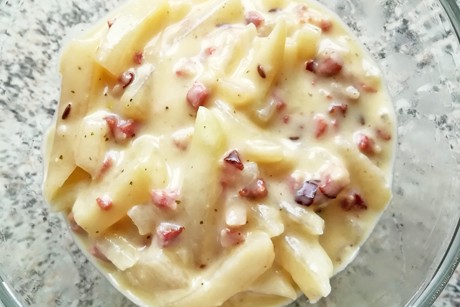 Kohlrabigemüse mit Speck