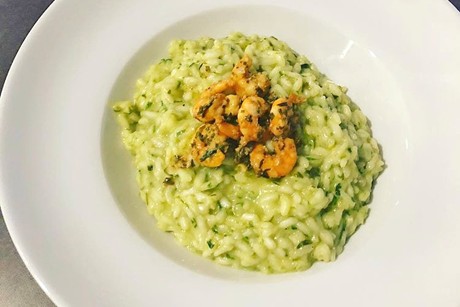 Bärlauch Risotto mit Garnelen