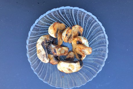 Gegrillte Champignons in Honigmarinade
