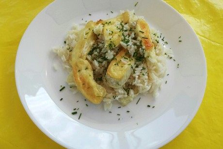 Reis mit Brie überbacken