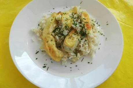 Reis mit Brie überbacken