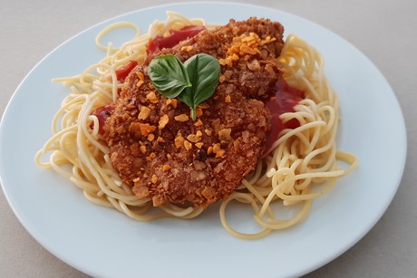 Picatta Milanese mit Tortilla Chips