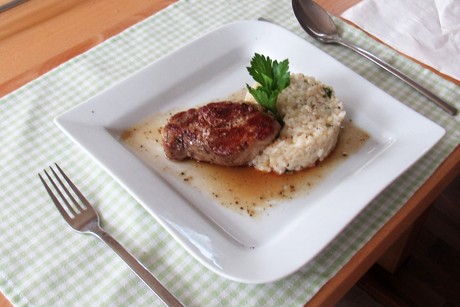 Schweinsfilet mit Sellerierisotto