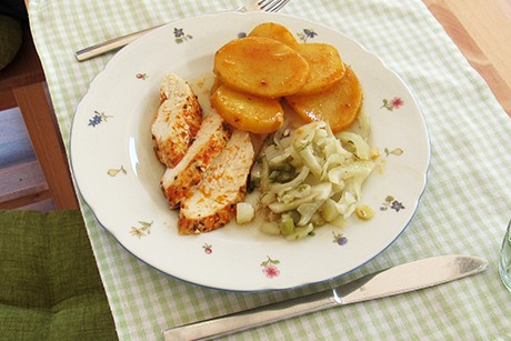 Hendlfilet mit Kartoffeln und Fenchel aus dem Dampfgarer