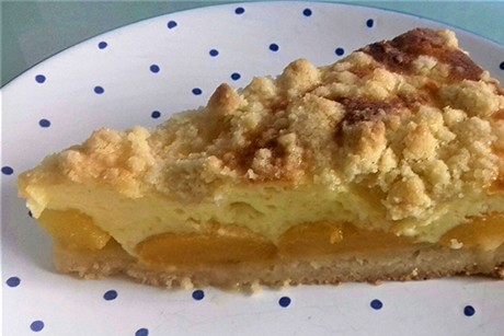 Topfenstreuseltorte mit Marille