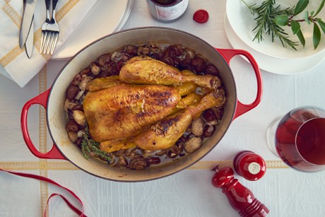 Festtagsbraten mit Maronen-Champignon-Beilage