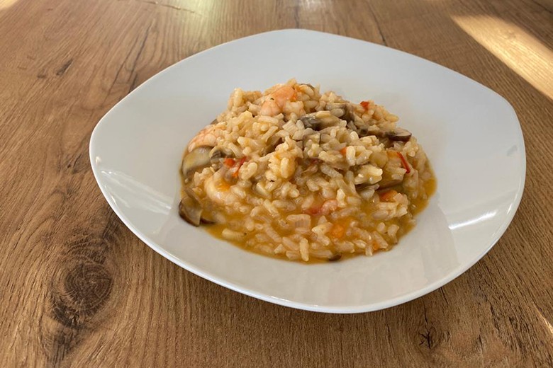 Garnelen-Pilz-Paprika Risotto