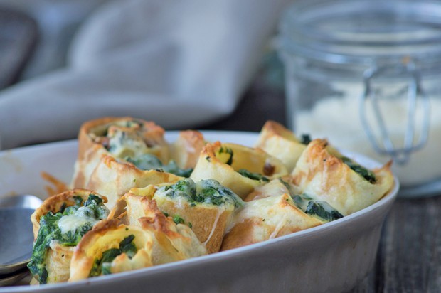 Crepes mit Ricotta-Spinat-Fülle