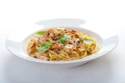 Spaghetti mit Hühnerfleisch