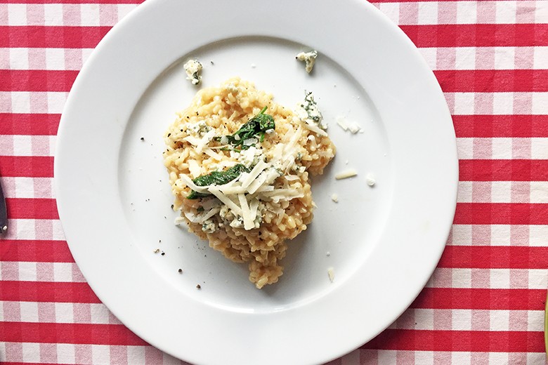 Risotto mit Blattspinat und Gorgonzola