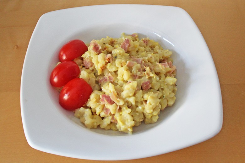 Eiernockerl mit Schinken