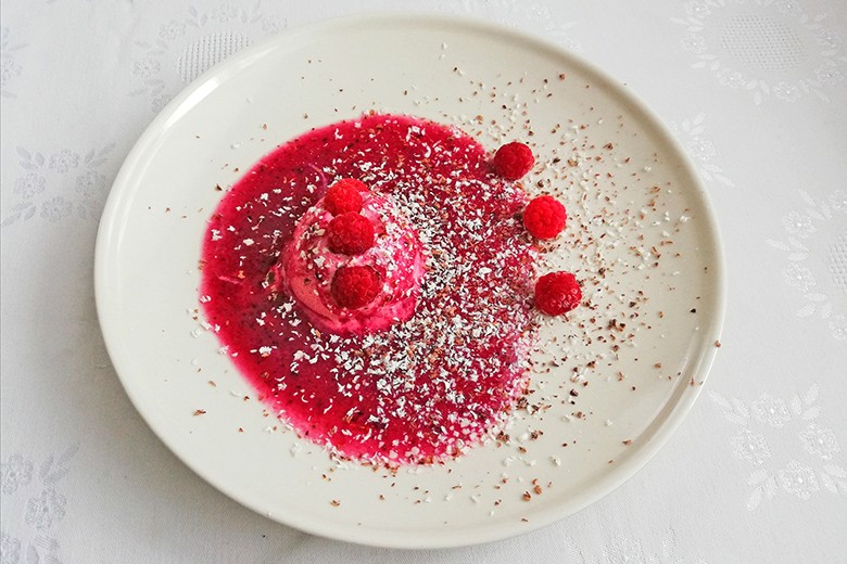 Himbeereis mit Rotwein