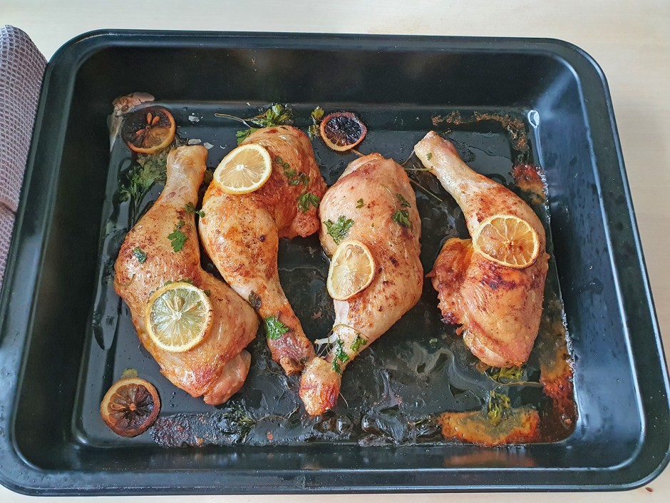 Einfaches Zitronenhuhn mit Reis