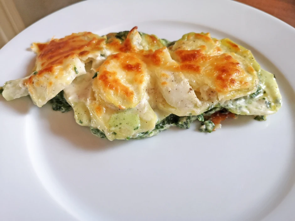 Auflauf mit Spinat und Kohlrabi