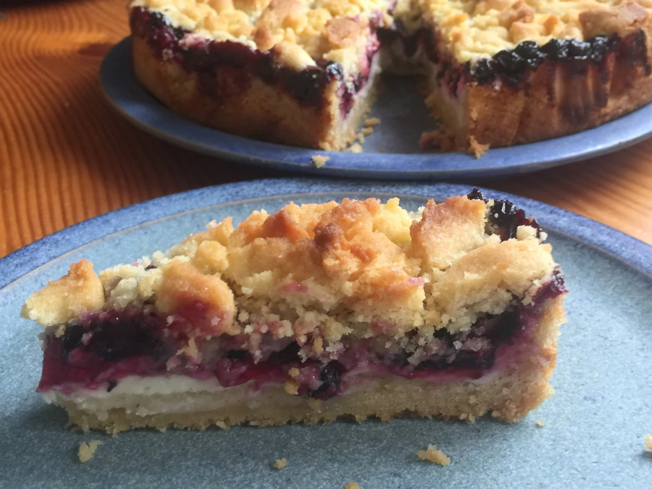 Apfelbeere (Aronia)-Topfen-Streuselkuchen