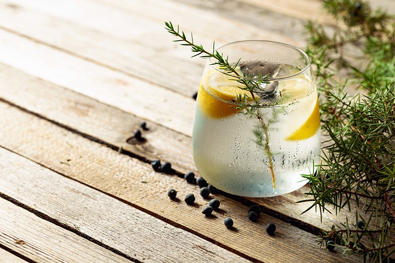 Gin Tonic mit Wacholderbeeren