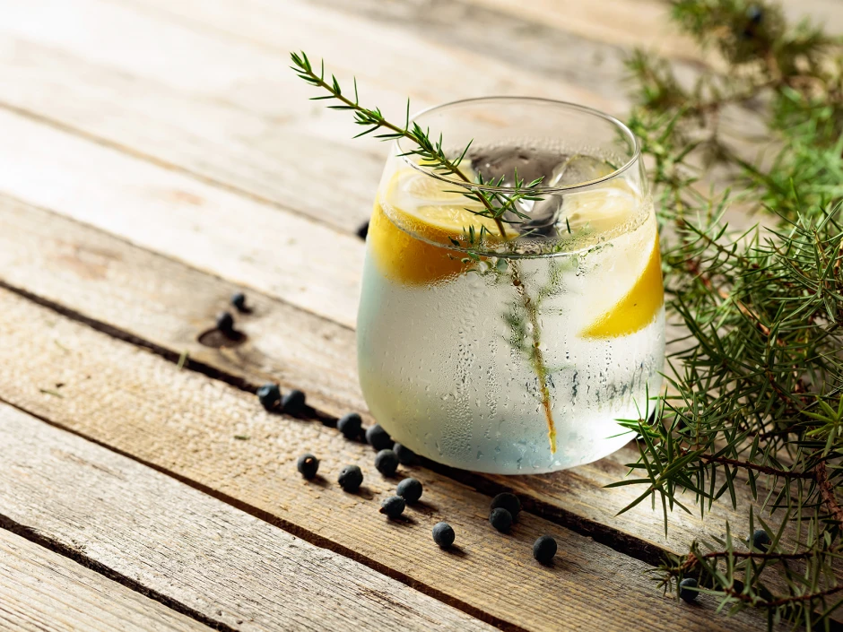 Gin Tonic mit Wacholderbeeren