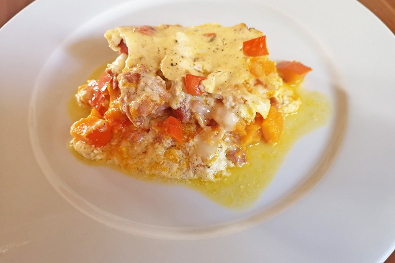 Kürbisauflauf mit Schinken