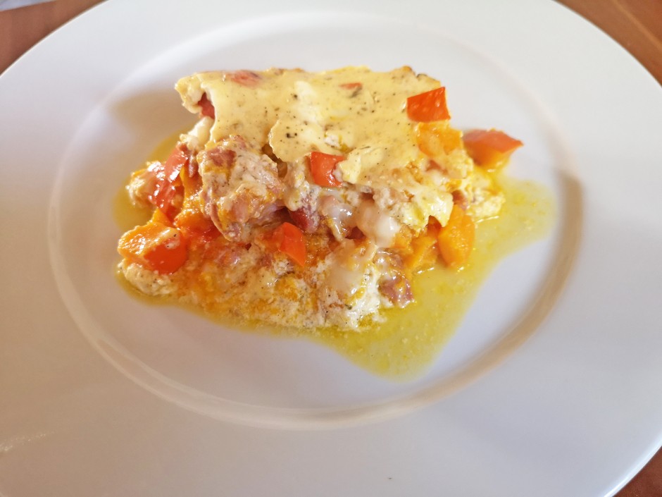 Kürbisauflauf mit Schinken