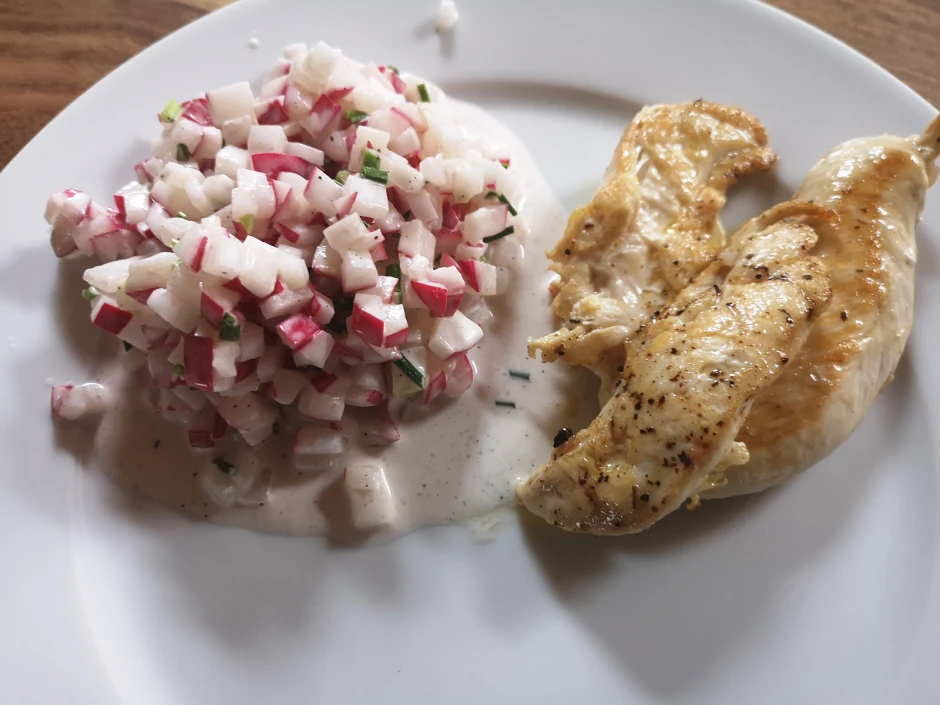 H&uuml;hnerfilet mit Radieschensauce