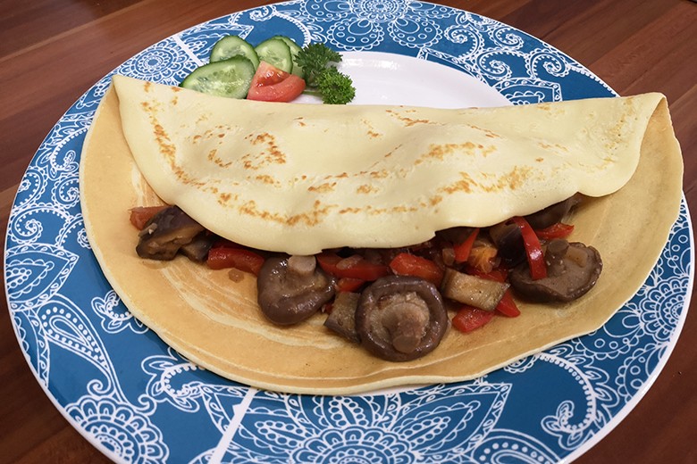 Gemüseomelette mit Pilzen